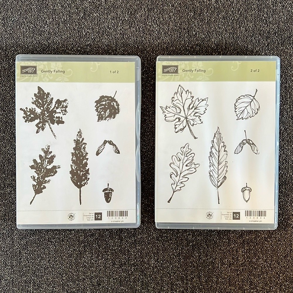 Stampin’ Up! Gently Falling Stamp Set, Set Of Two 12 Stamps Total Retired NEW